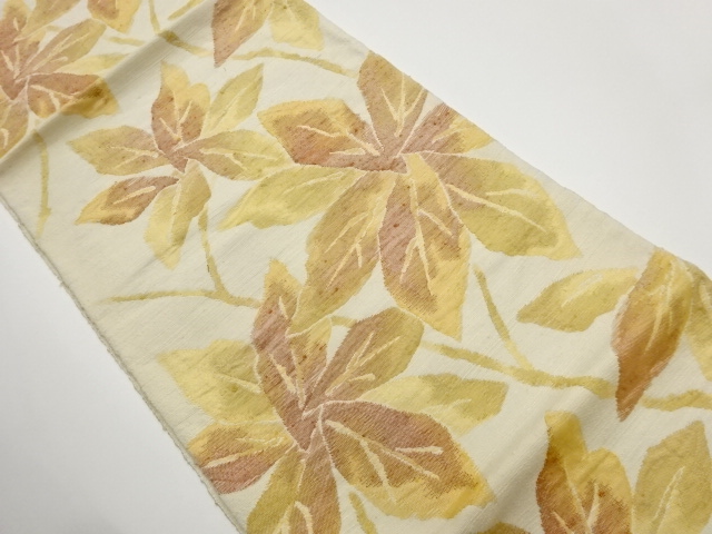 JAPANESE NAGOYA OBI / TSUMUGI / WOVEN LEAVES